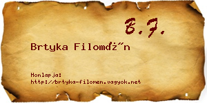 Brtyka Filomén névjegykártya